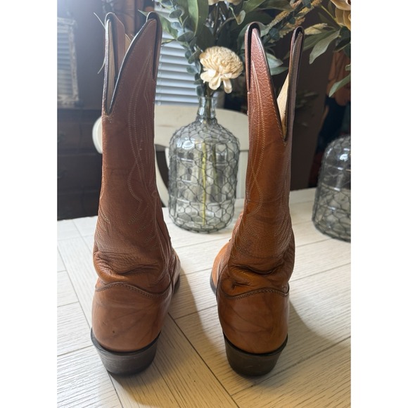 JUSTIN 1632 Brown Tan Classic Western Cowboy Mid Calf Boots Men 9 D Rodeo Ranch - Picture 6 of 7